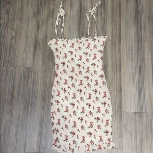 Bodycon White with Roses Dress